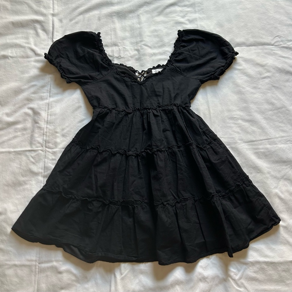 Bailey Blue Black Puff Sleeve Mini Dress